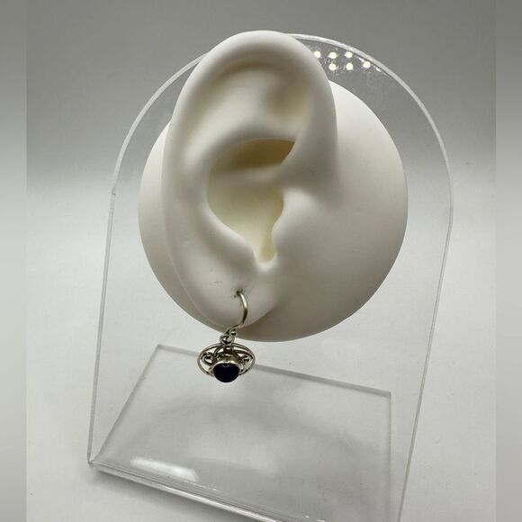 5mm amethyst cabochon dangle earrings in stamped sterling silver! - Picture 15 of 15